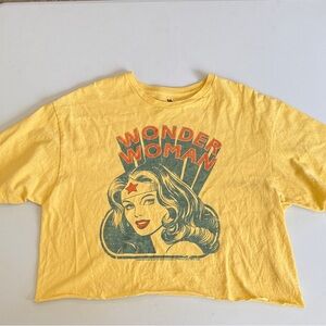 Junk Food Clothing LA Wonder Woman Yellow Graphic Crop Tee Size M